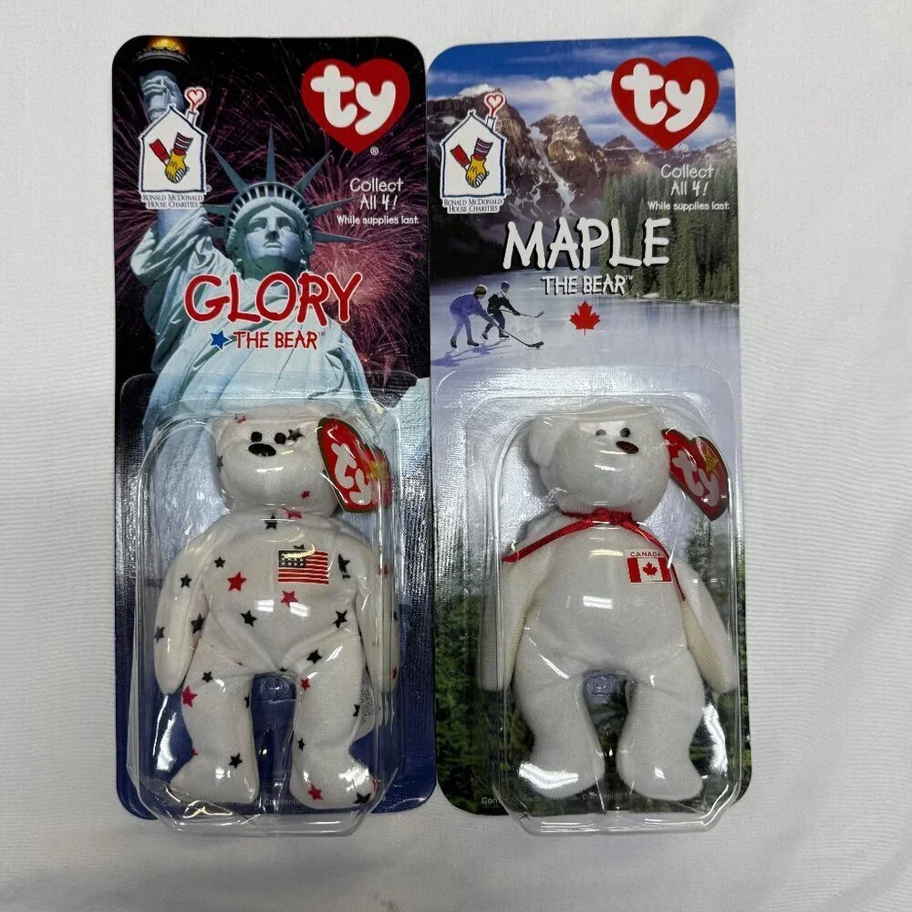 McDonald's Ty Beanie Babies‎ 1999 Bears Set of 4 NIB Erin Glory Britannia Maple